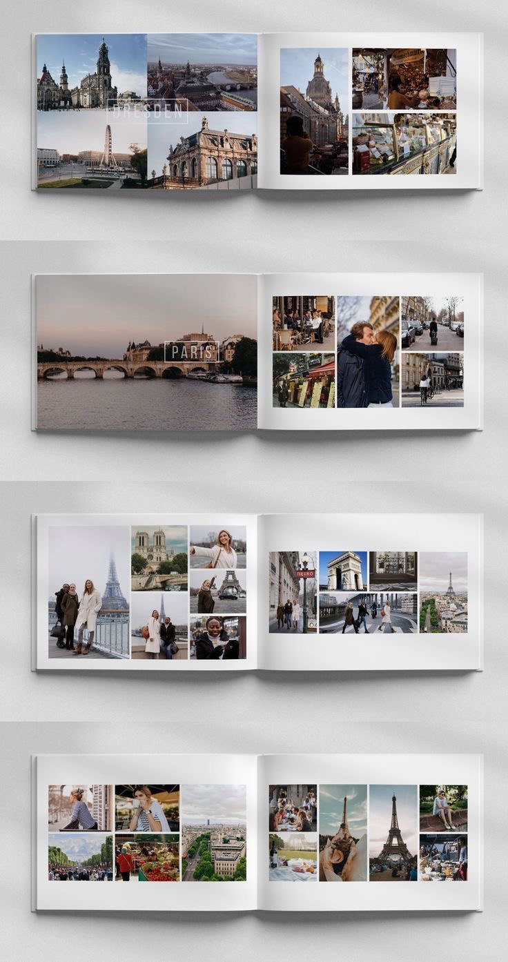 Travel photo book spreads